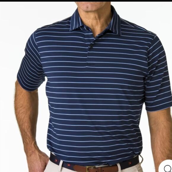 BRAND NEW GREG NORMAN FAXON STRIPE MEN'S JERSEY POLO SHIRT - Picture 1 of 16